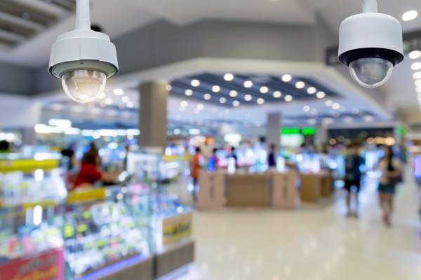 Security cameras protecting store merchandise