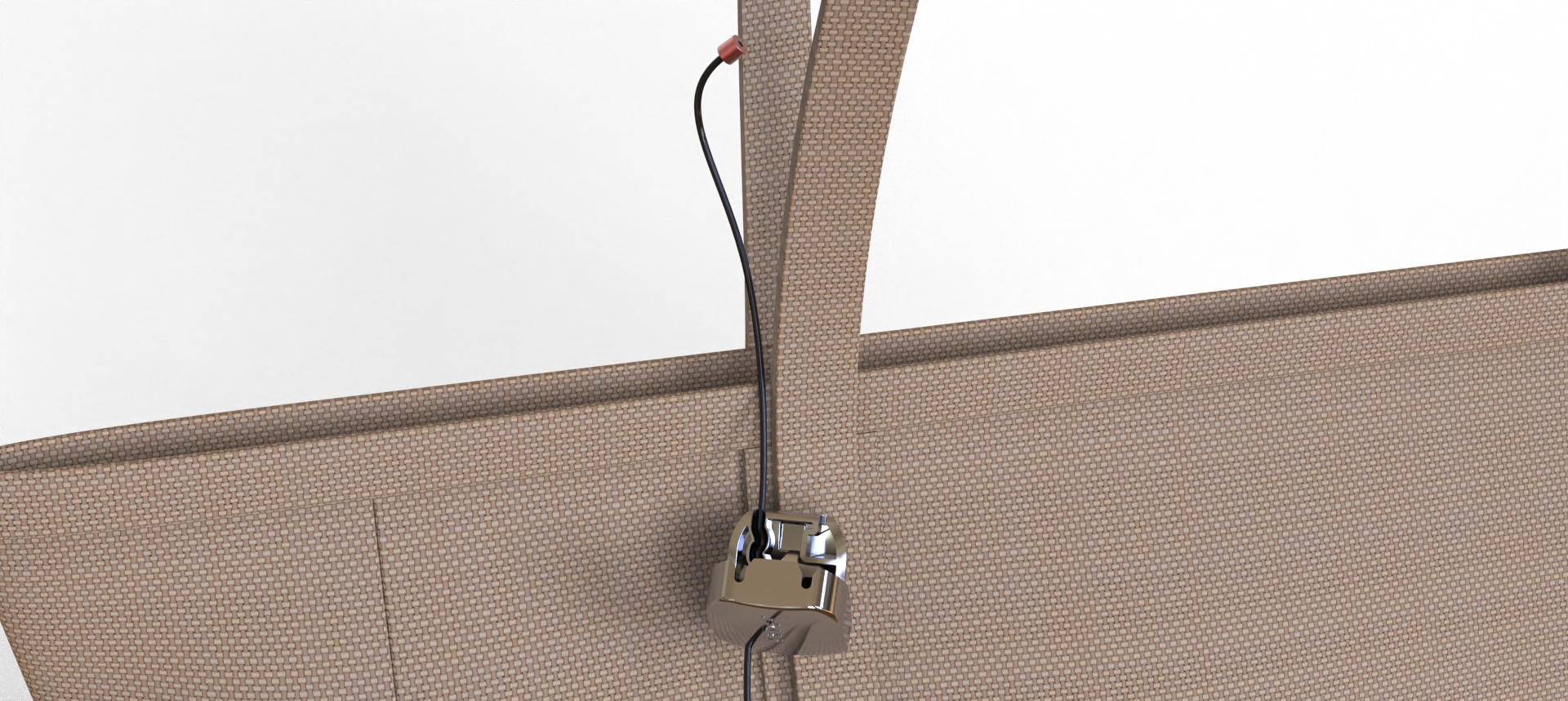 Close up of the Vise LCQR around a bag handle, open, by RTF Global Inc.