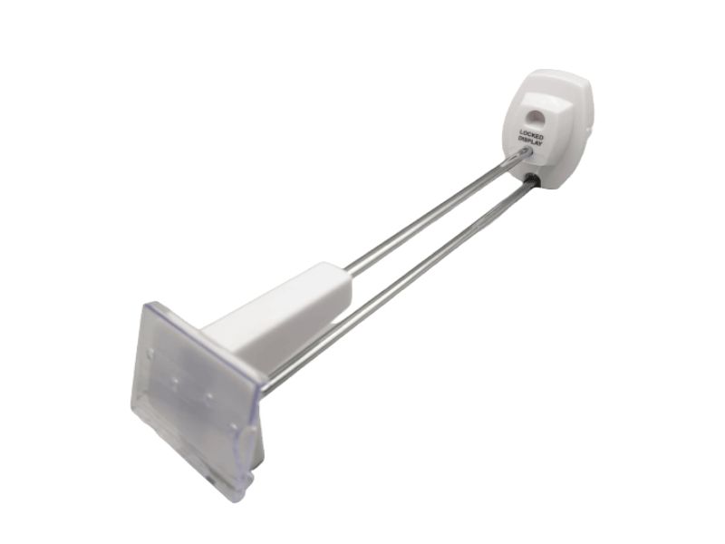 RTF Global locking hook for attachment to standard pegboards and wallslats to protect merchandise against theft.