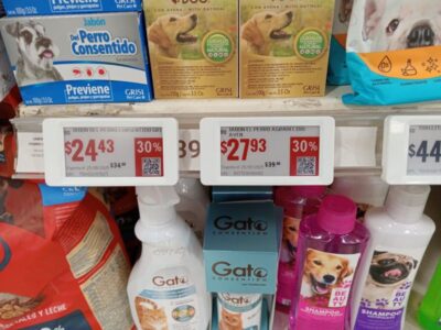 Electronic shelf labels displaying digital pricing in a multi-location retail store